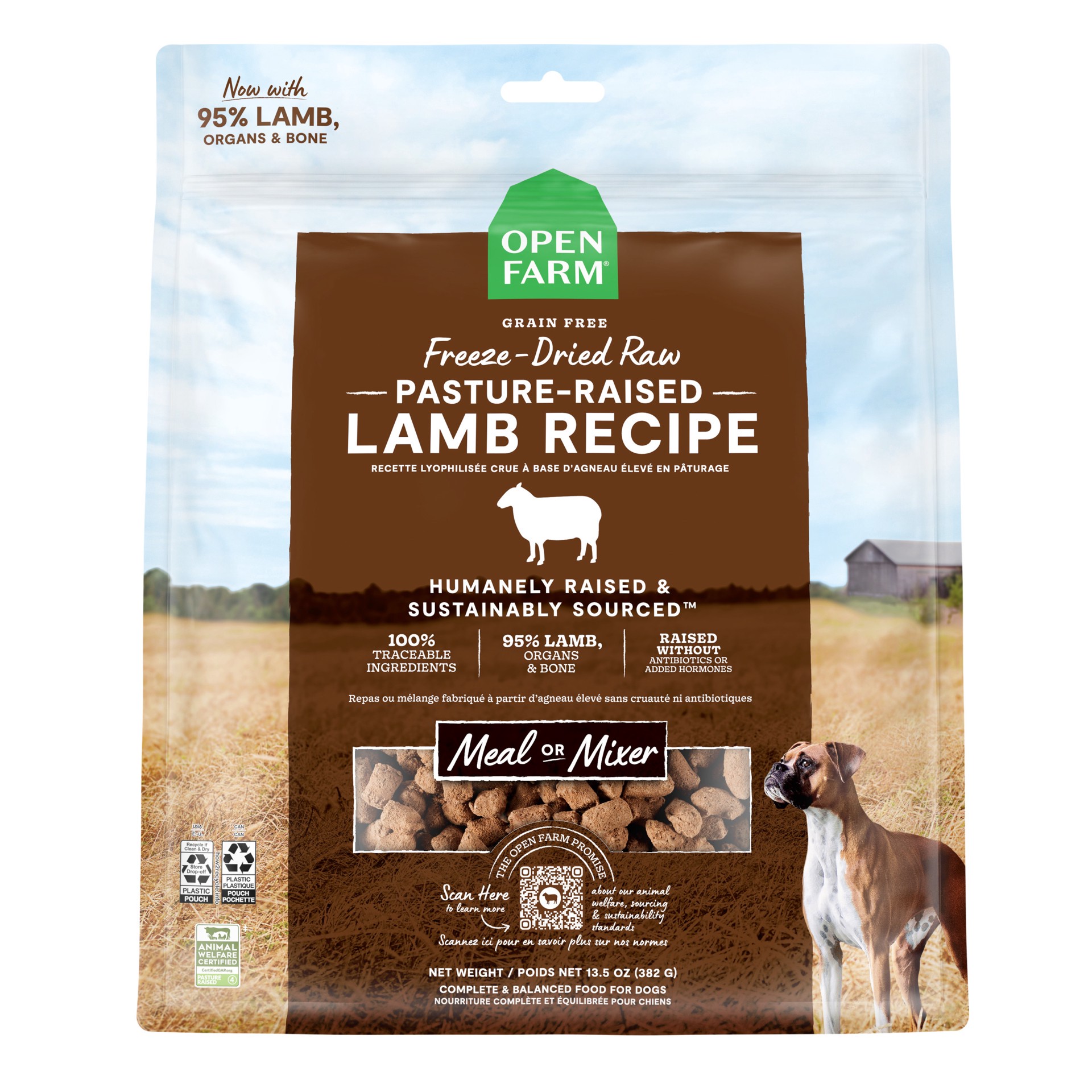 slide 1 of 3, Open Farm Pasture Raised Lamb Recipe Freeze-Dried Raw Morsels for Dogs 13.5 oz, 13.5 oz