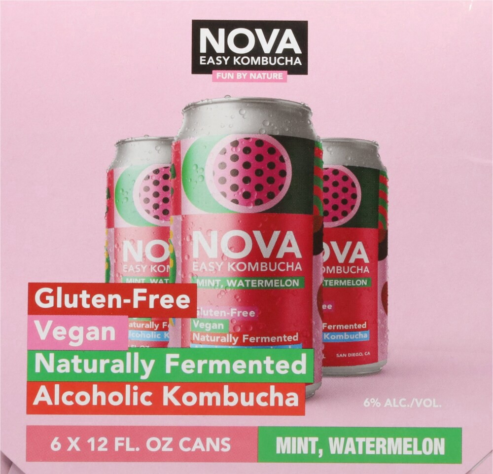 slide 2 of 5, Nova Mint Watermelon Kombucha Alcoholic Beverage, 6 ct; 12 fl oz