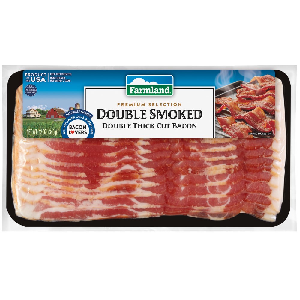 slide 2 of 2, Farmland Premium Double Smoked Double Thick Cut Bacon, 12 oz, 12 oz