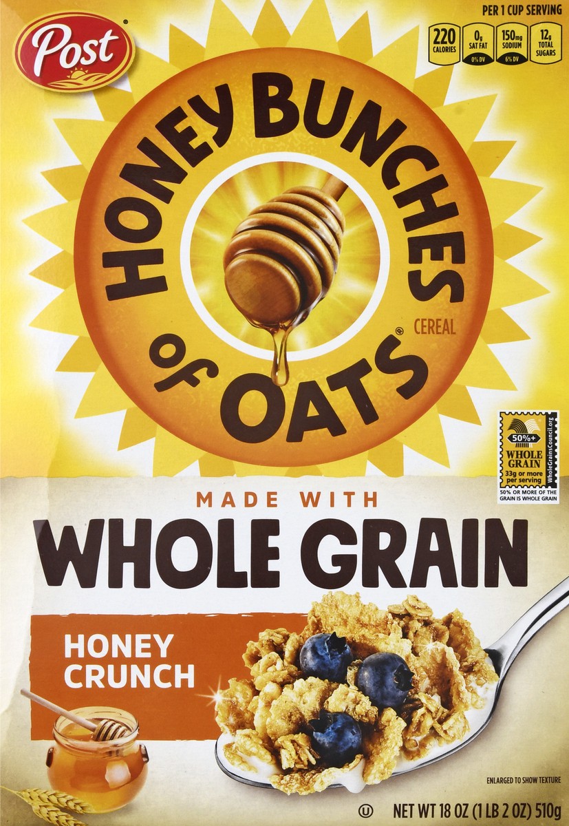 slide 7 of 12, Honey Bunches of Oats Whole Grain Honey Crunch Cereal 18 oz, 18 oz