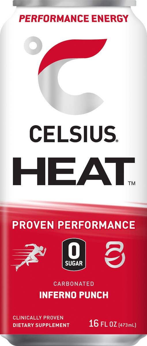 slide 6 of 6, CELSIUS HEAT Sparkling Inferno Punch, Functional, Essential Energy Drink 16 Fl Oz Single Can, 16 fl oz