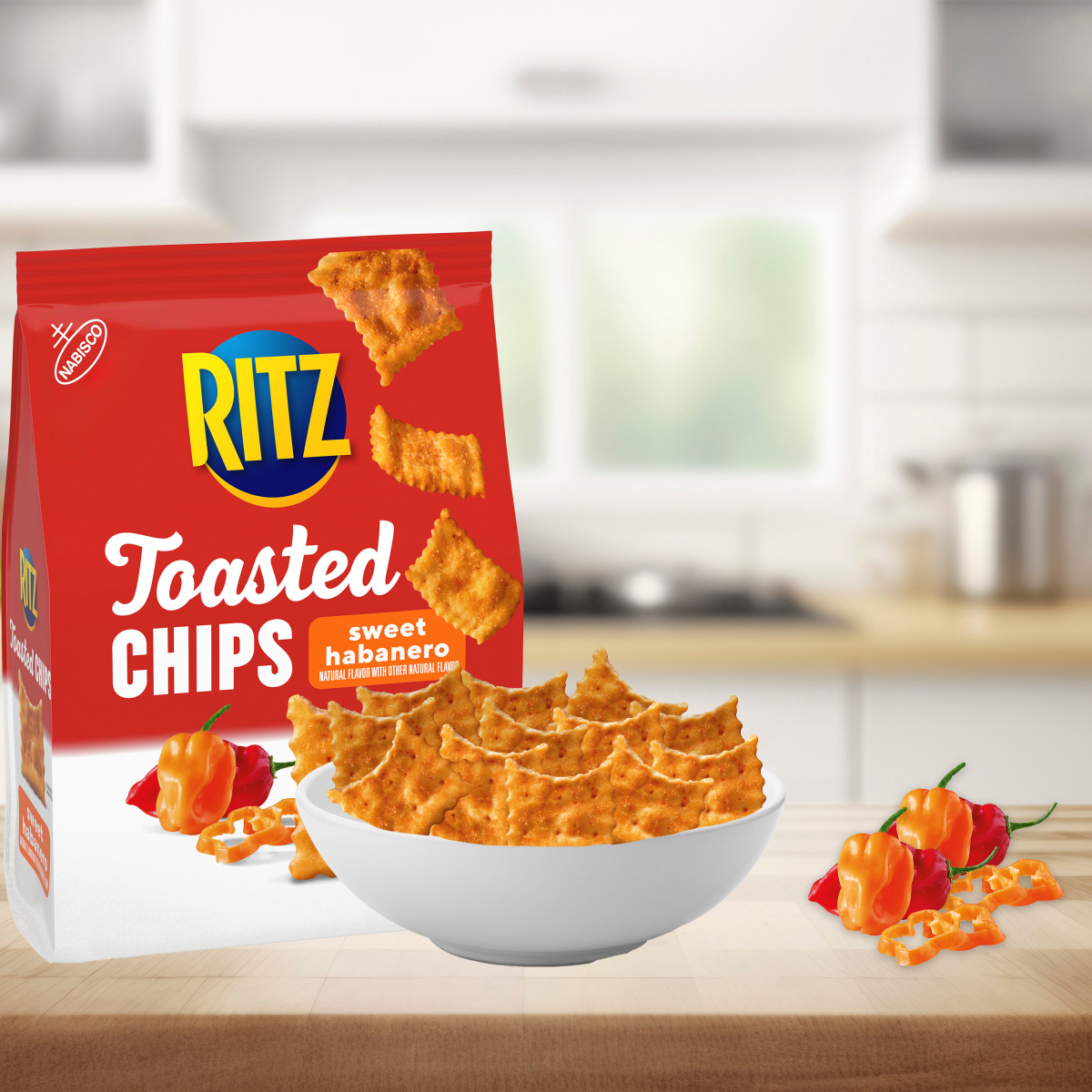 slide 29 of 29, RITZ Toasted Chips Sweet Habanero Crackers, Party Snacks, 8.1 oz, 8.1 oz