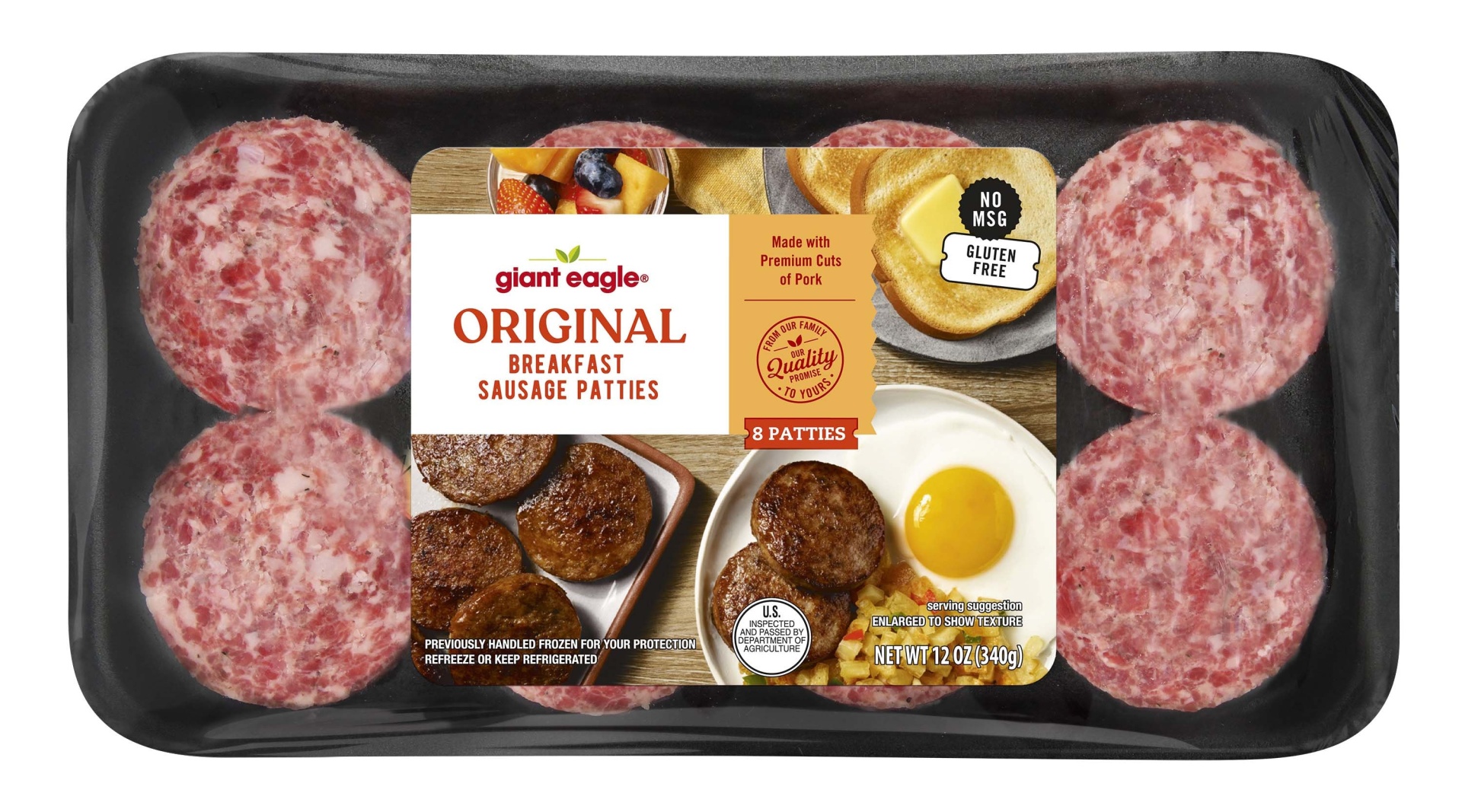 slide 1 of 1, Giant Eagle Breakfast Sausage Patties, Original, 12 oz