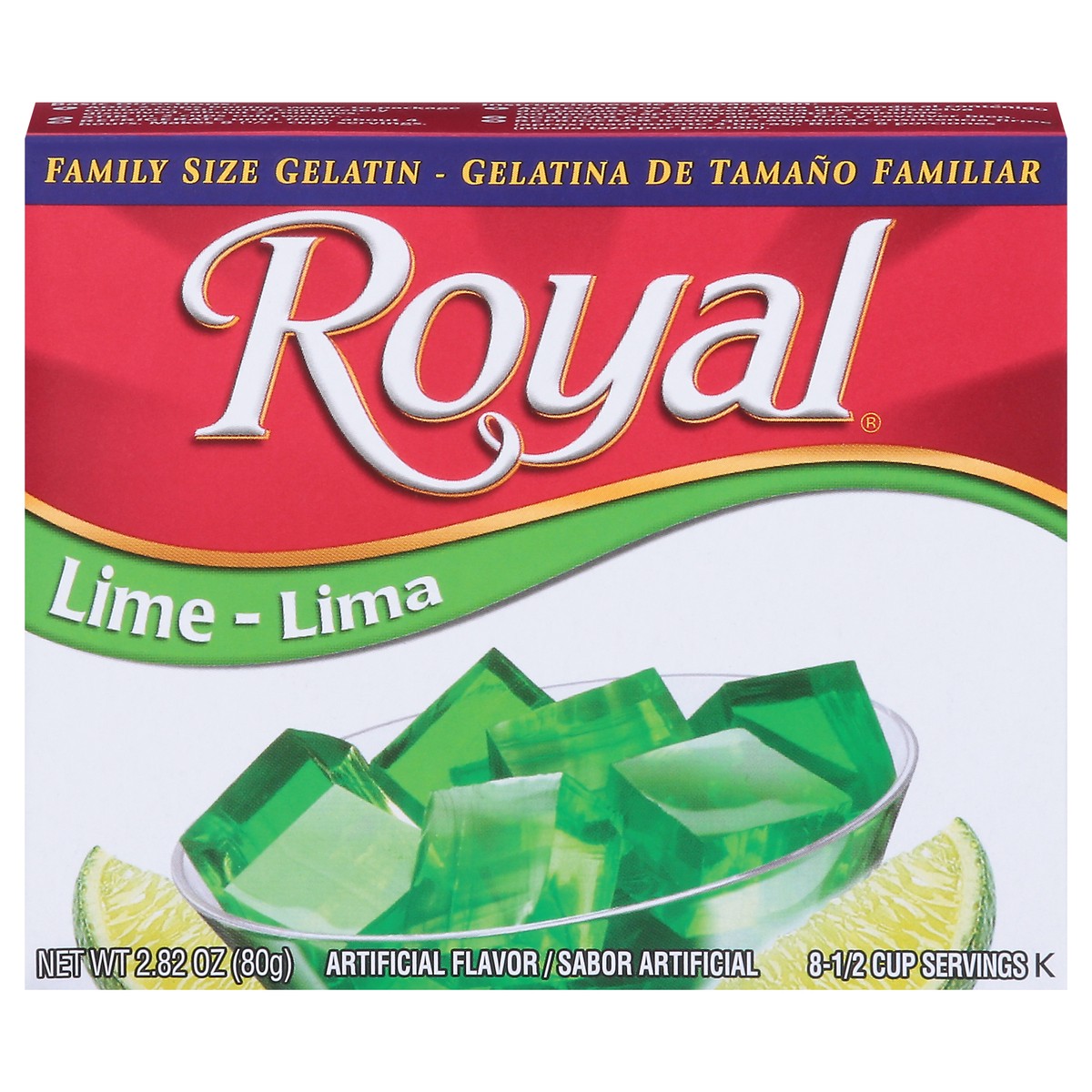 slide 1 of 9, Royal Lime Gelatin Family Size 2.82 oz, 2.82 oz