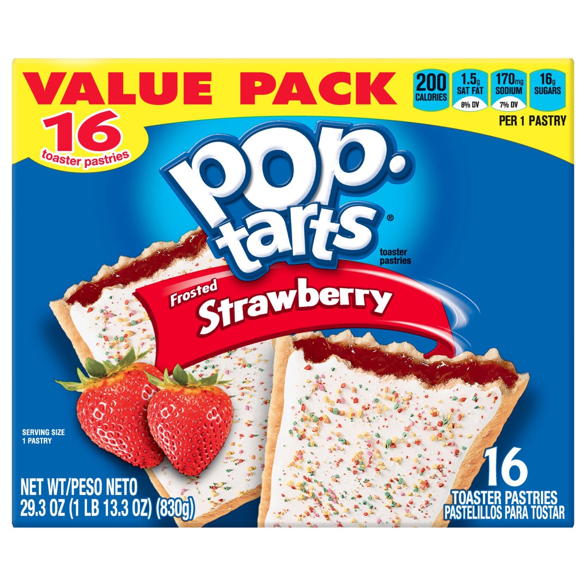 slide 1 of 8, Pop-Tarts Frosted Strawberry Toaster Pastries, 29.3 oz