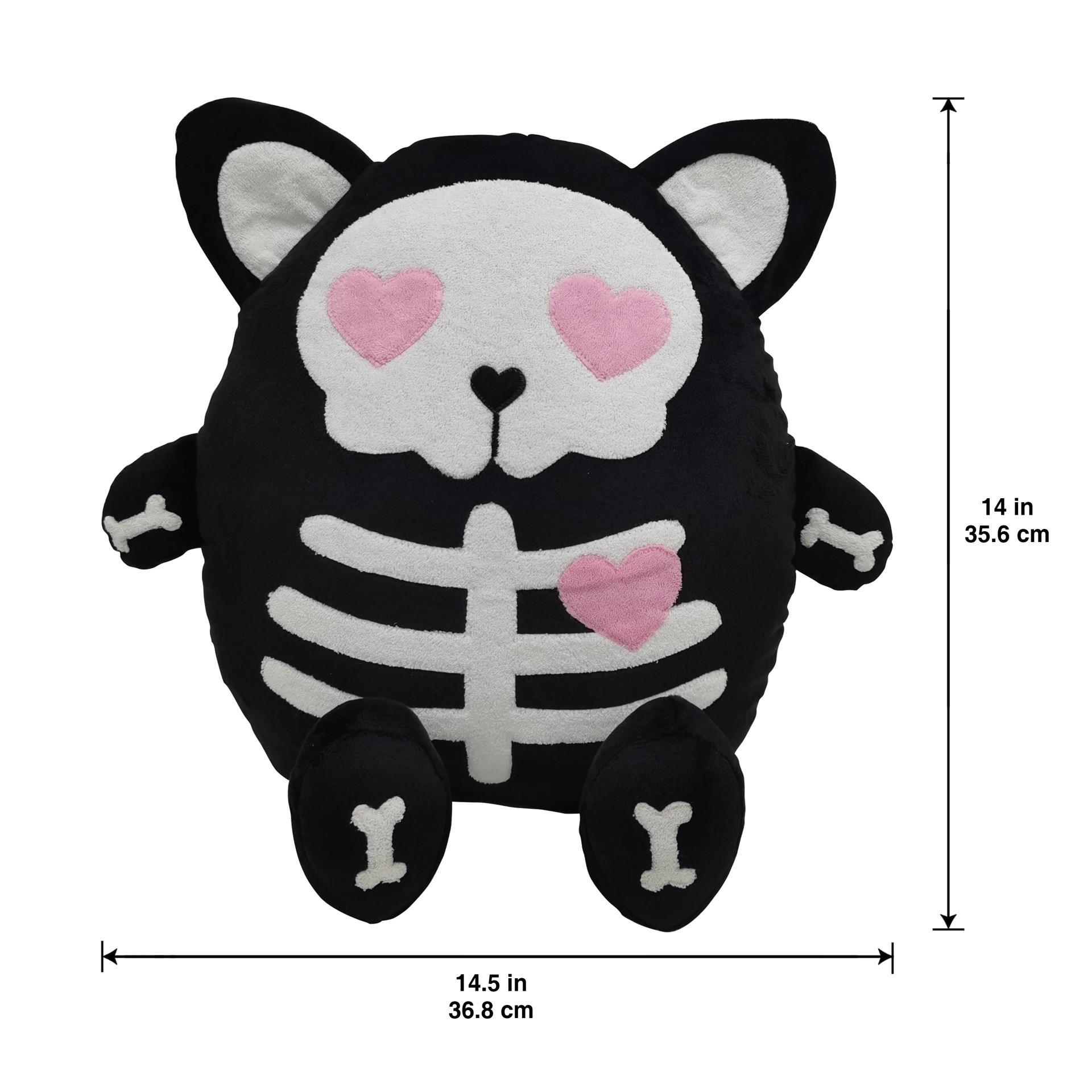 slide 3 of 3, 14.5" X 14" Skeleton With Hearts Pillow By Ashland, 14.5 in x 14 in