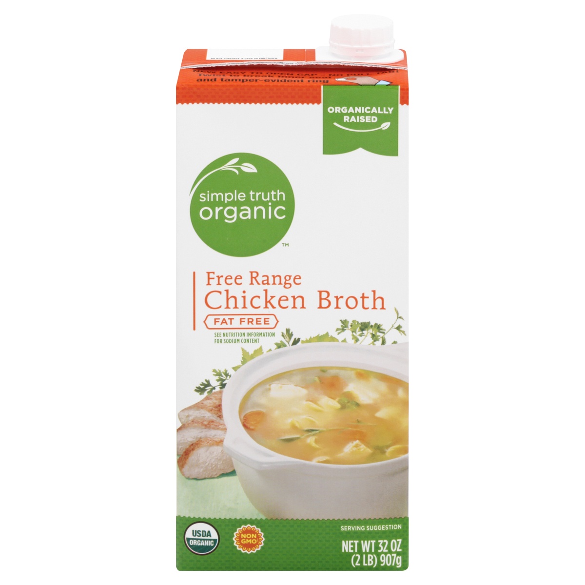 slide 1 of 1, Simple Truth Organic Free Range Chicken Broth Fat Free, 32 oz