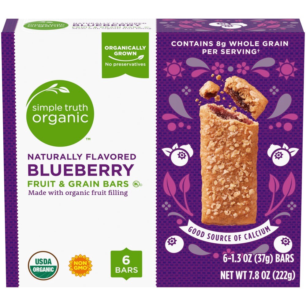 slide 1 of 10, Simple Truth Organic Blueberry Fruit and Grain Bars, 7.8 oz