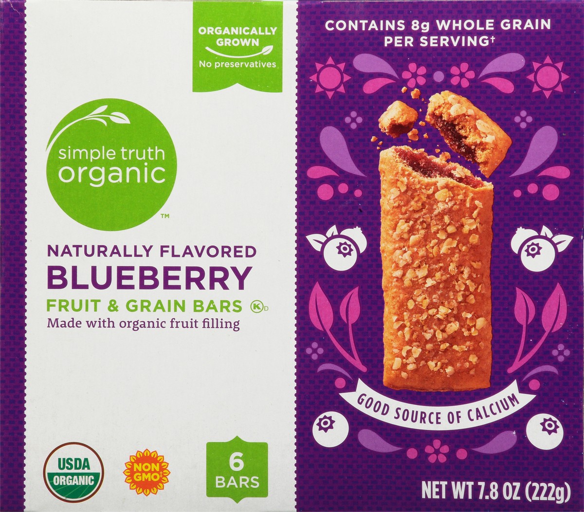 slide 3 of 10, Simple Truth Organic Blueberry Fruit and Grain Bars, 7.8 oz