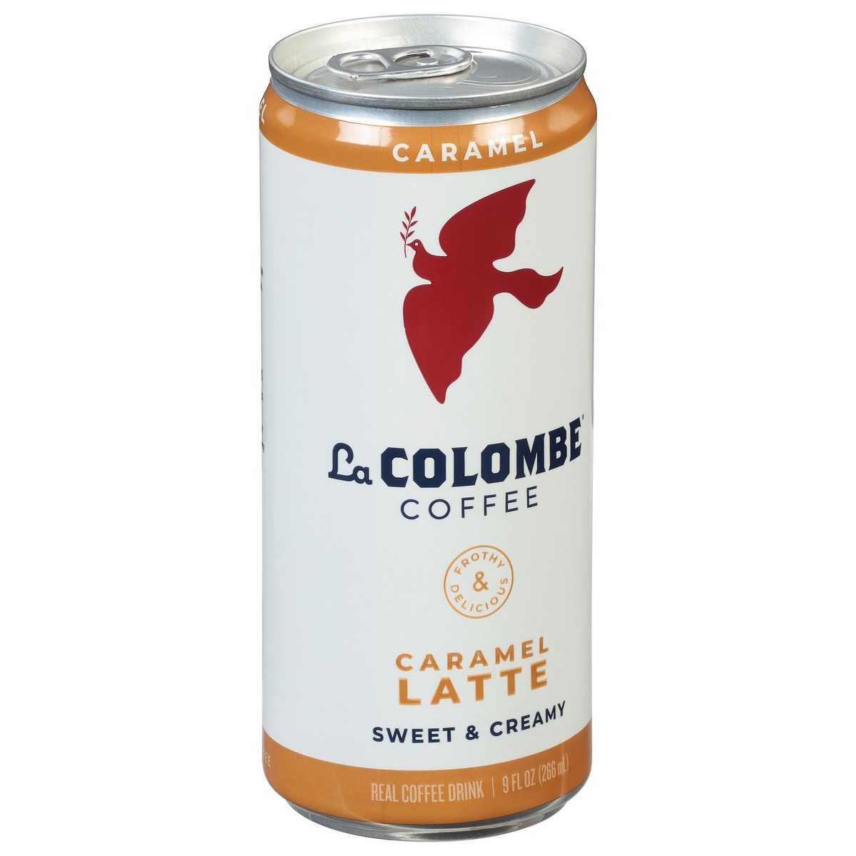 slide 2 of 9, La Colombe Draft Latte Caramel Soda, 0% ABV, 1, 9-oz beer cans, 9 fl oz