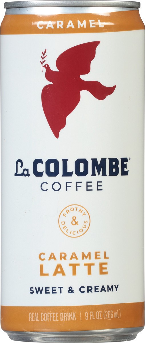 slide 6 of 9, La Colombe Draft Latte Caramel Soda, 0% ABV, 1, 9-oz beer cans, 9 fl oz