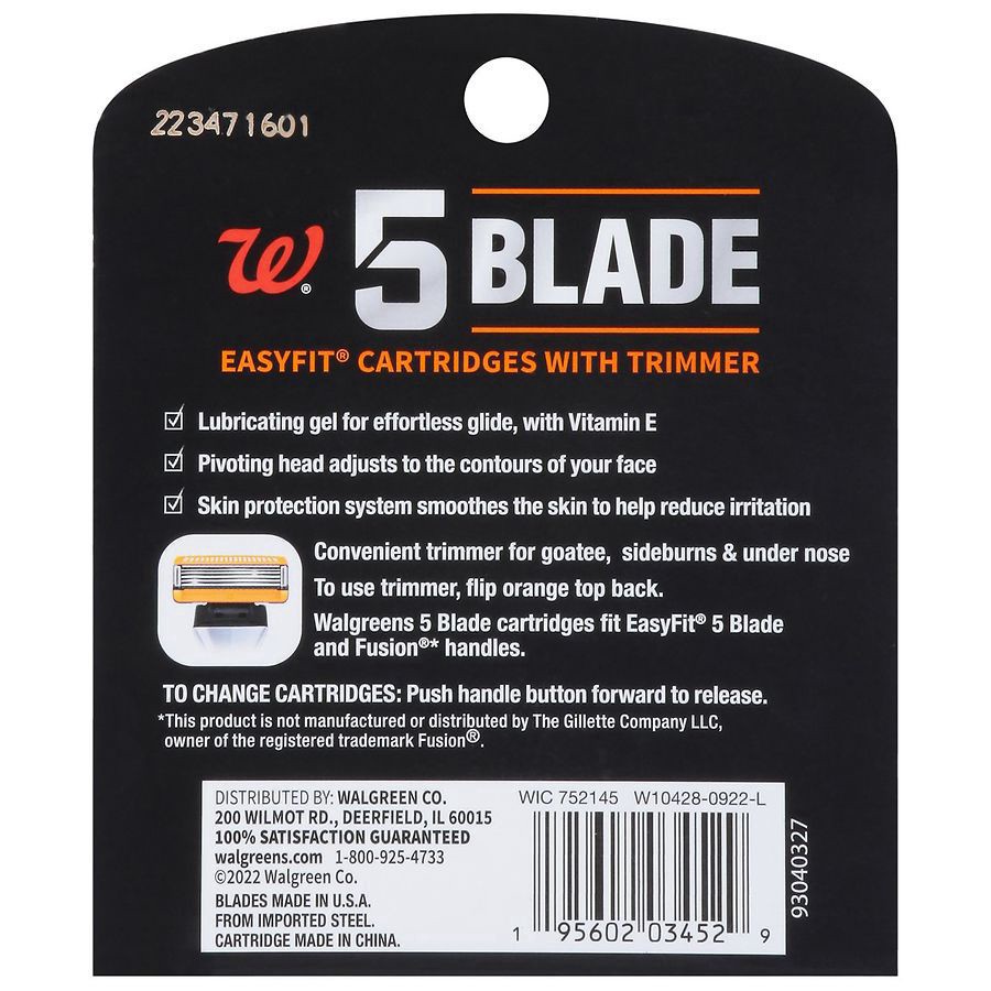 slide 2 of 2, Walgreens Men's 5-Blade EasyFit Cartridges with Trimmer, 8 ct