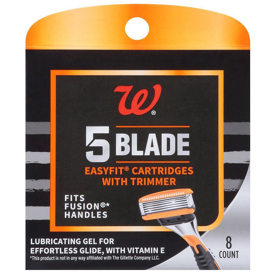 slide 1 of 2, Walgreens Men's 5-Blade EasyFit Cartridges with Trimmer, 8 ct
