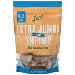 Lowes Foods 16/20 Raw Tail-On Easy Peel Extra Jumbo Shrimp
