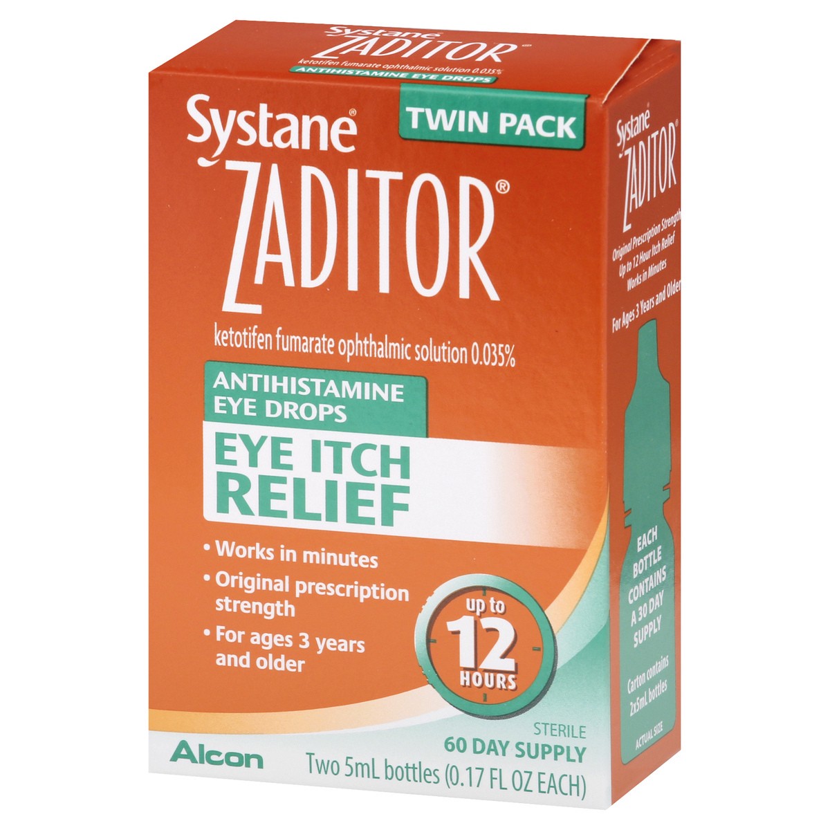 slide 10 of 12, Zaditor Twin Pack Eye Itch Relief Antihistamine Eye Drops 2 ea, 2 ct