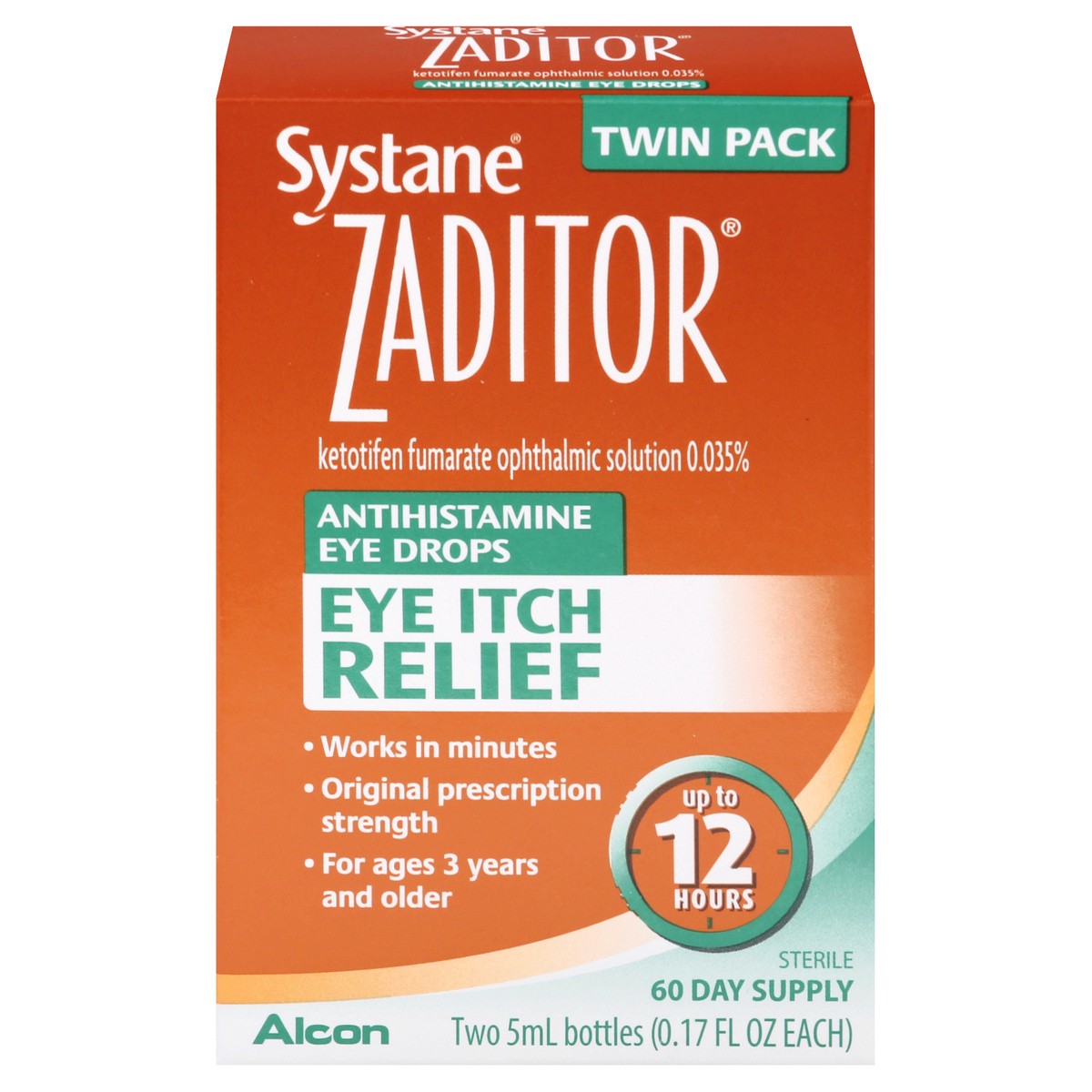 slide 1 of 12, Zaditor Twin Pack Eye Itch Relief Antihistamine Eye Drops 2 ea, 2 ct