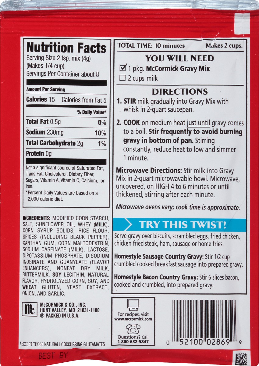 slide 8 of 8, McCormick Homestyle Country Gravy Mix 1.15 oz, 1.15 oz