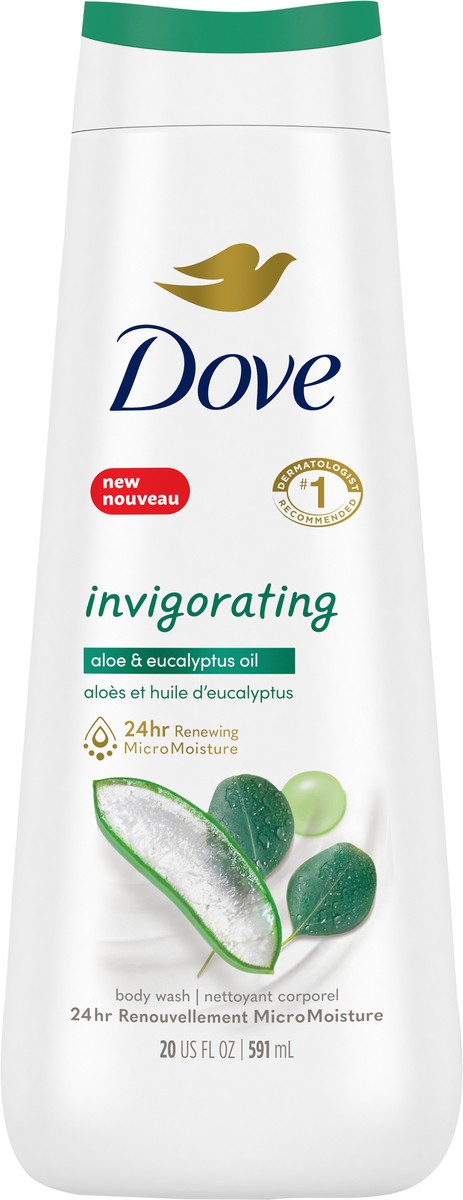 slide 6 of 9, Dove Body Wash Invigorating With Aloe & Eucalyptus, 20 oz, 20 oz