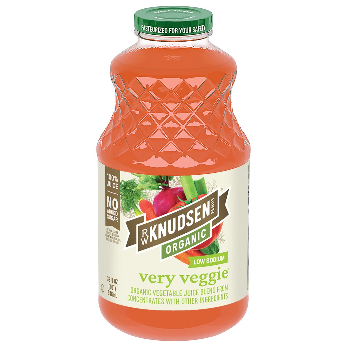 slide 1 of 7, RW Knudsen Family Low Sodium Organic Very Veggie Juice Blend - 32 fl oz, 32 fl oz