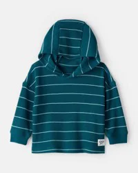 Oshkosh Baby Striped Long-Sleeve Hooded Top - Blue Teal 12M