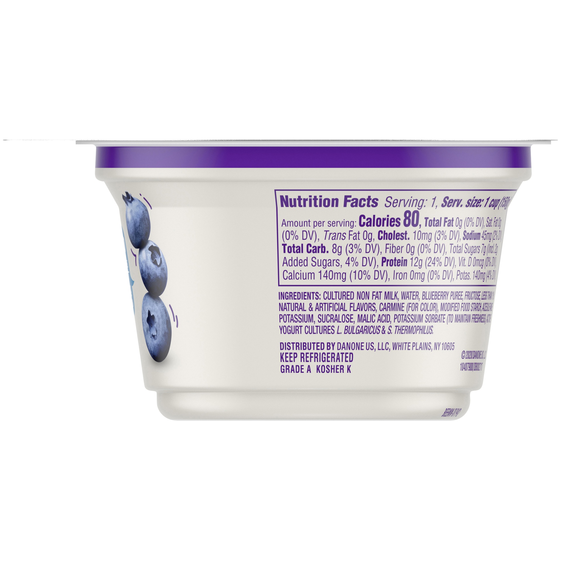 slide 2 of 7, Light + Fit Nonfat Gluten-Free Blueberry Greek Yogurt, 5.3 oz