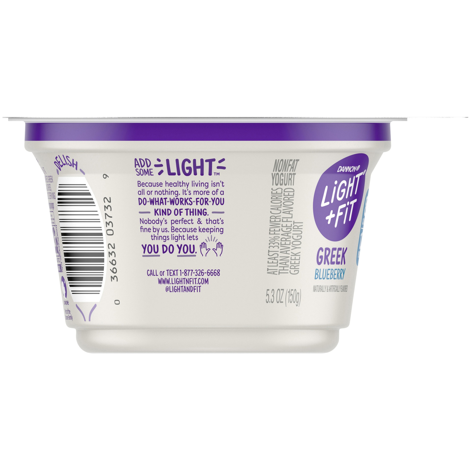 slide 3 of 7, Light + Fit Nonfat Gluten-Free Blueberry Greek Yogurt, 5.3 oz