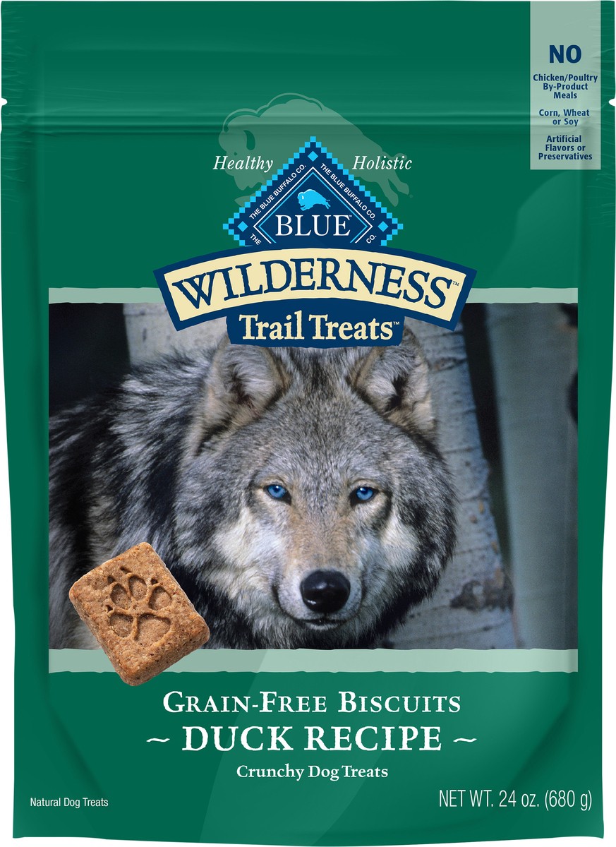 slide 2 of 9, Blue Buffalo Wilderness Trail High Protein Grain Free Crunchy Dog Treats Biscuits Duck Recipe 24-oz bag, 24 oz