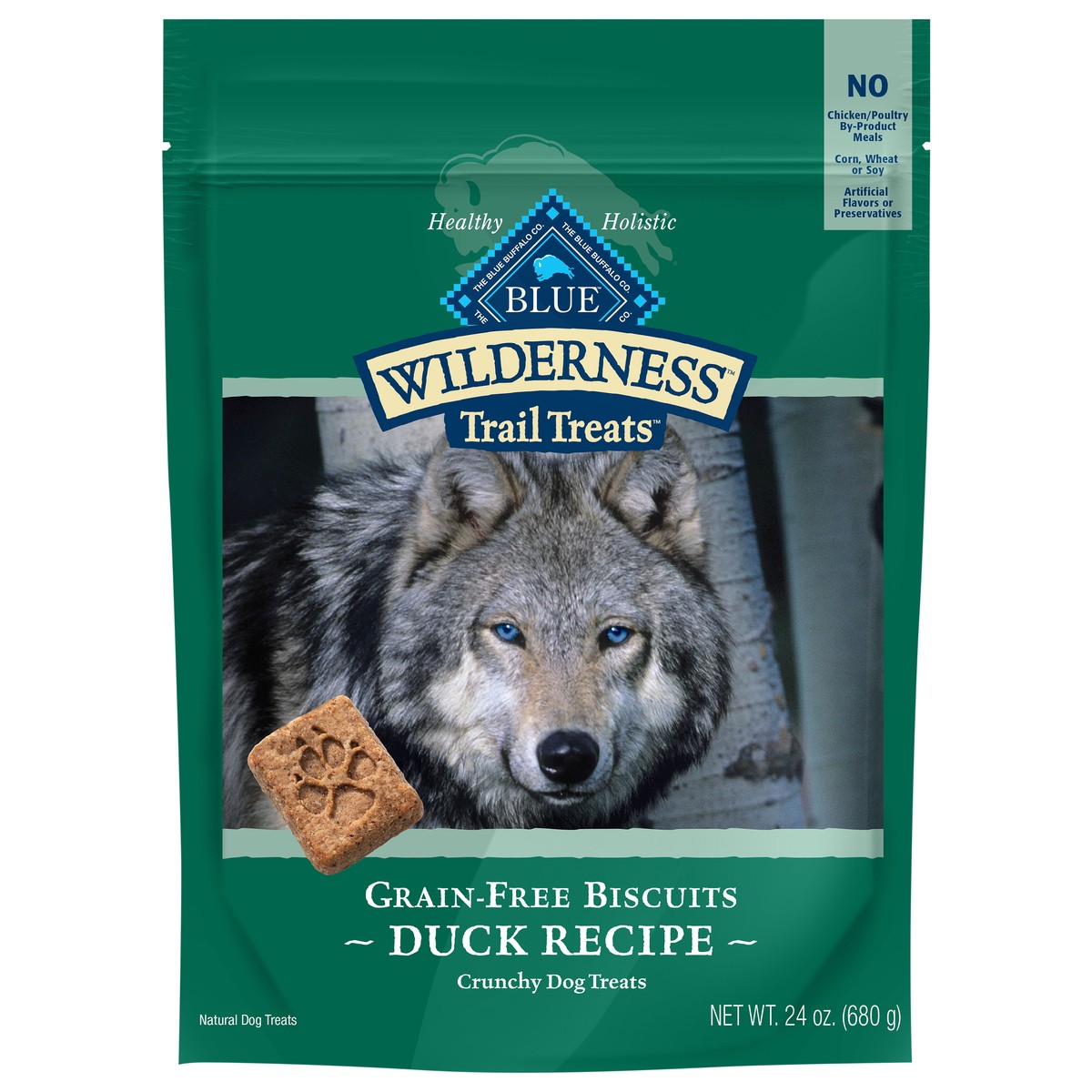 slide 3 of 9, Blue Buffalo Wilderness Trail High Protein Grain Free Crunchy Dog Treats Biscuits Duck Recipe 24-oz bag, 24 oz