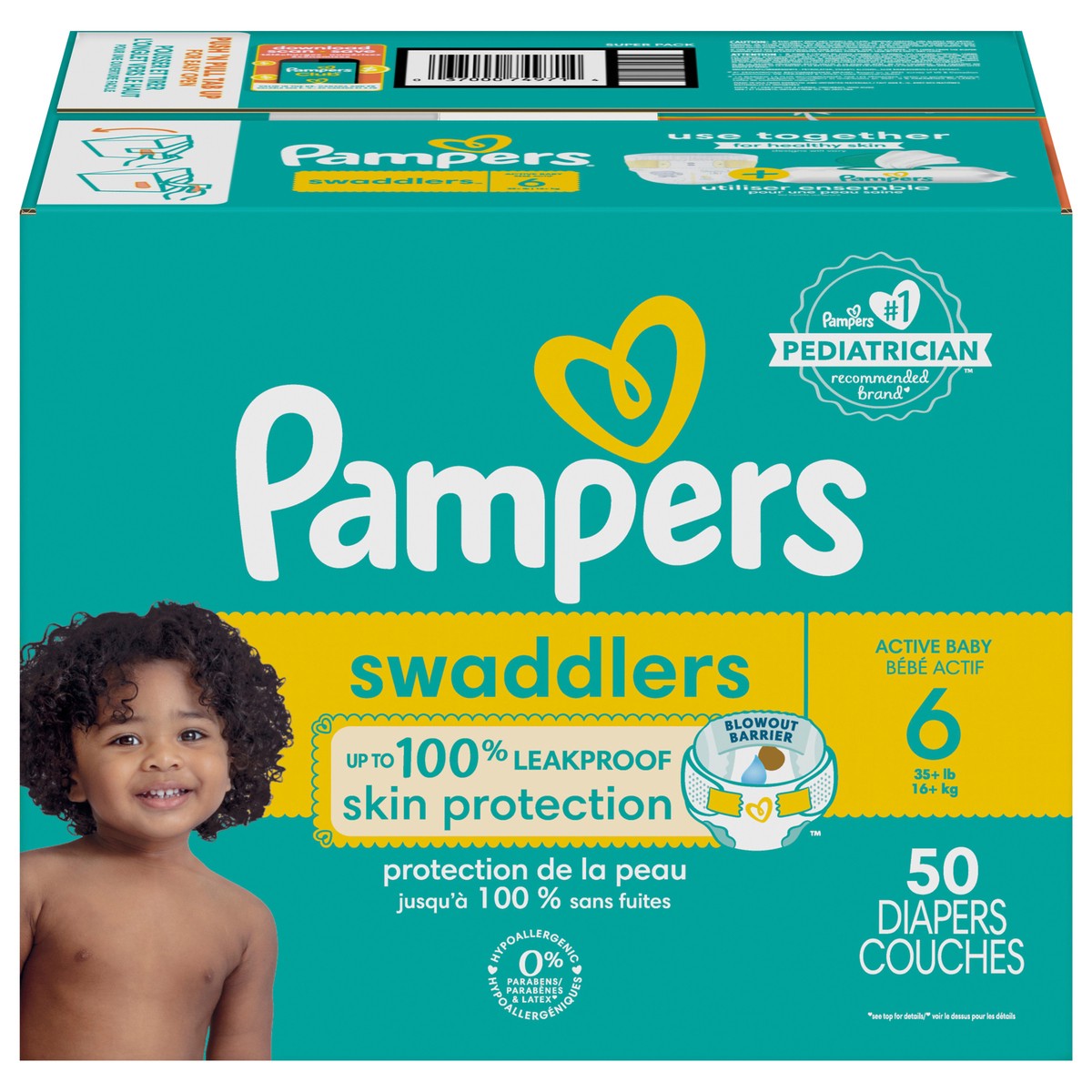 slide 1 of 3, Pampers Swaddlers Active Baby Diapers, Size 6, 50 Count, 50 ct