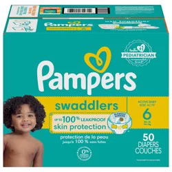 Pampers Swaddlers Active Baby Diapers, Size 6, 50 Count