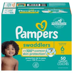Pampers Swaddlers Diapers, Size 6 (35+ lbs), 50 Count, Ultra Absorbent Disposable Infant Diaper