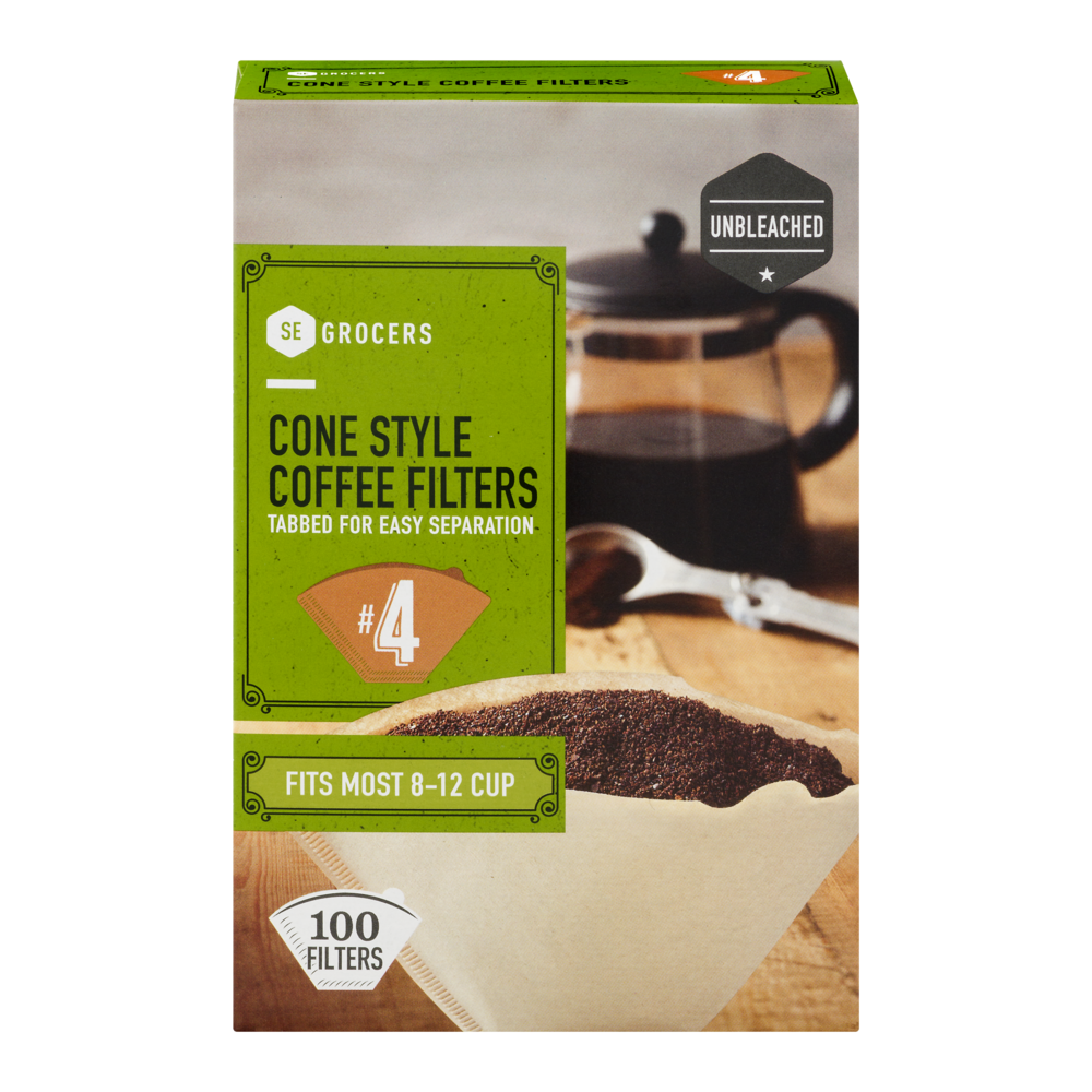 slide 1 of 1, SE Grocers Coffee Filters Cone Style #4, 100 ct