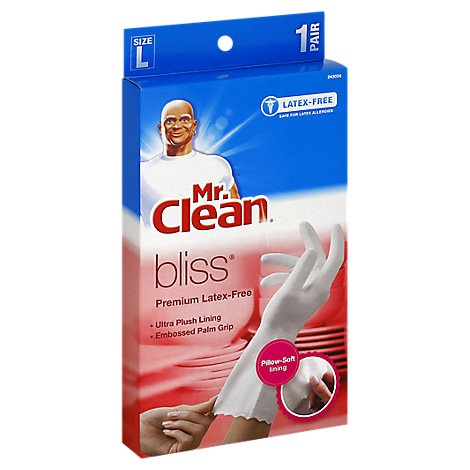 slide 1 of 1, Mr. Clean Bliss Gloves Premium Latex-Free L, 1 ct