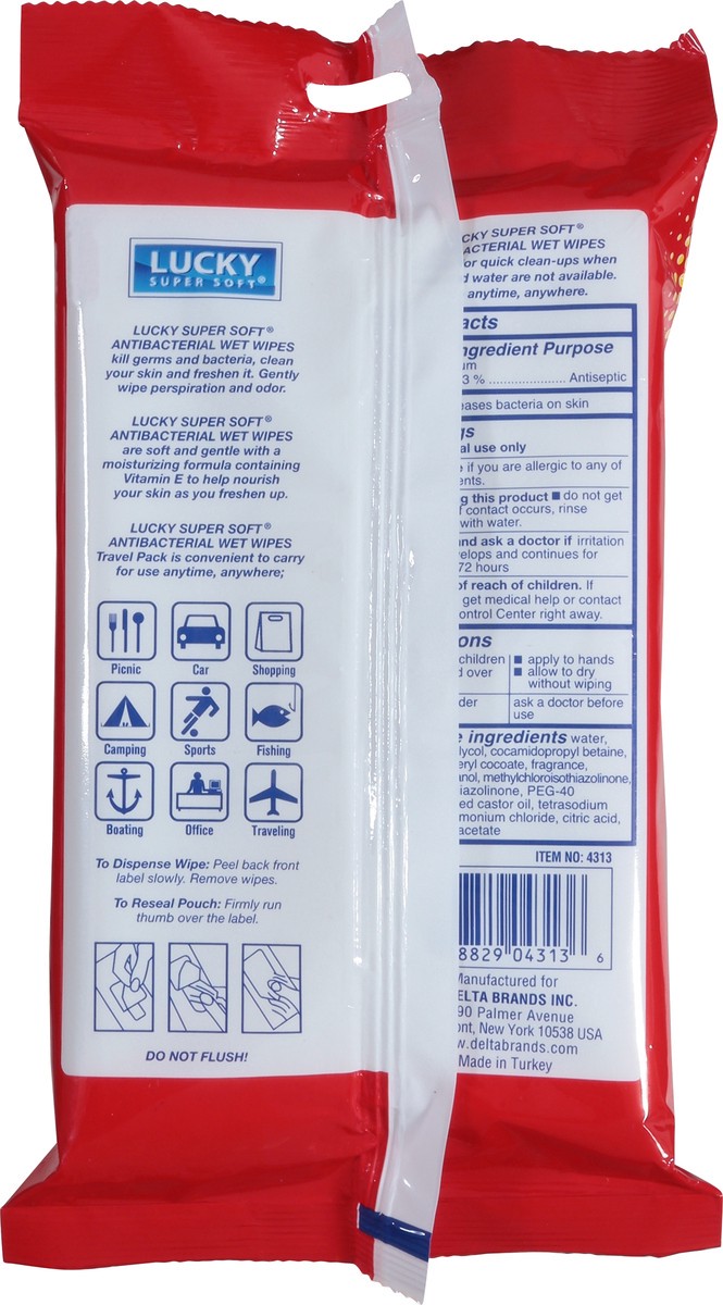 slide 7 of 9, Lucky Super Soft Lucky Wet Wipes Antibacterial, 40 ct