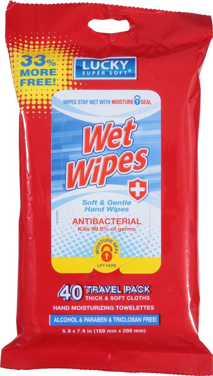slide 4 of 9, Lucky Super Soft Lucky Wet Wipes Antibacterial, 40 ct