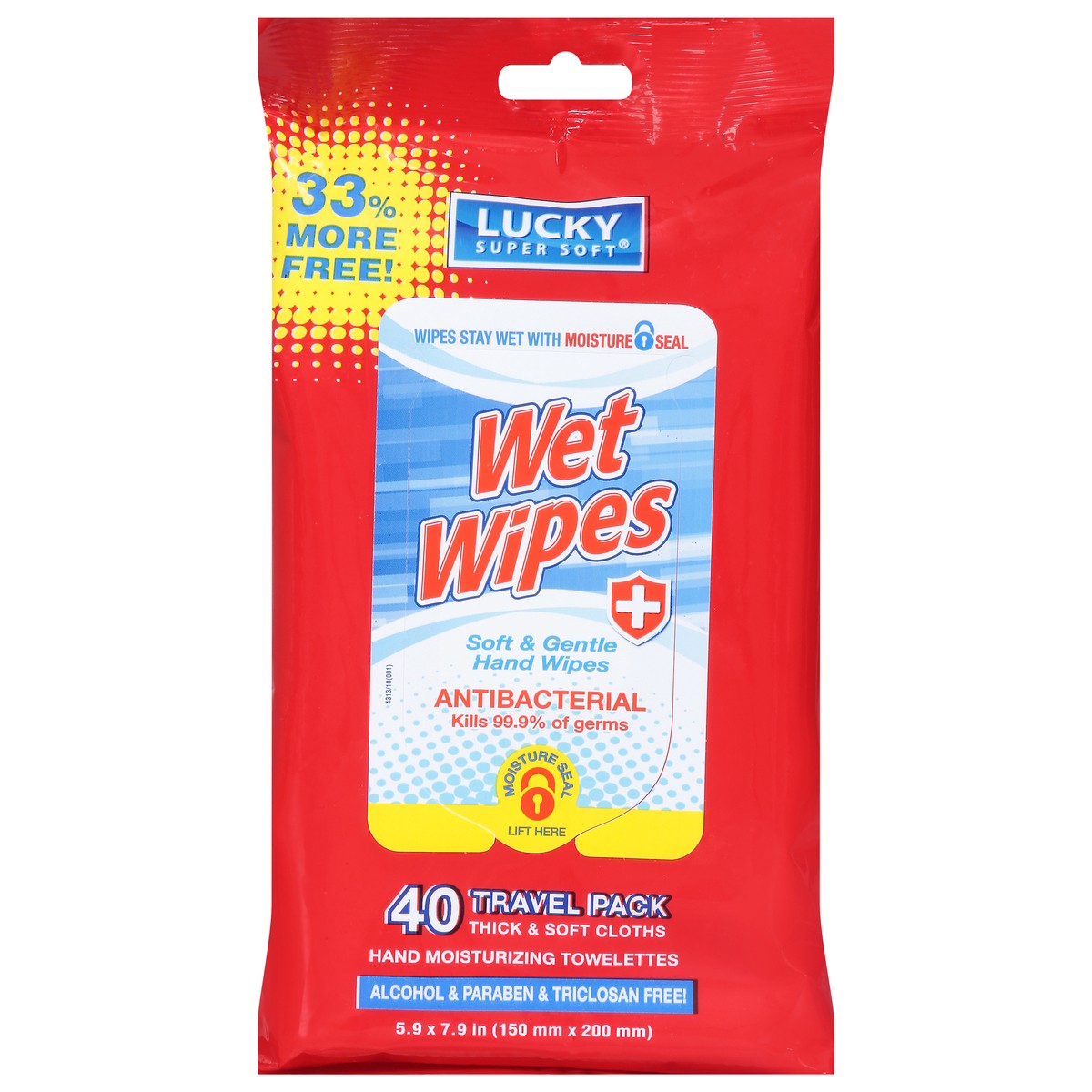 slide 1 of 9, Lucky Super Soft Lucky Wet Wipes Antibacterial, 40 ct