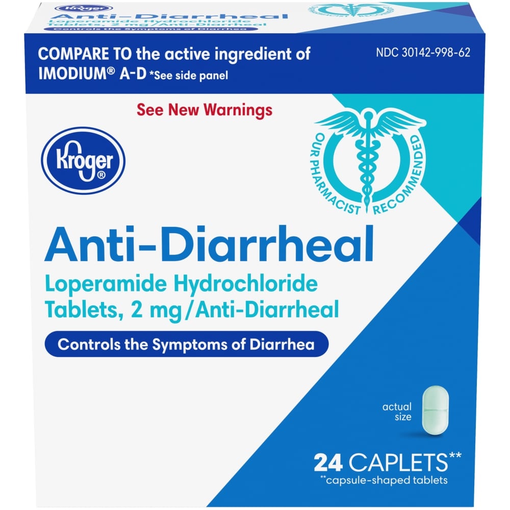 slide 1 of 1, Kroger Anti Diarrheal Caplets, 24 ct