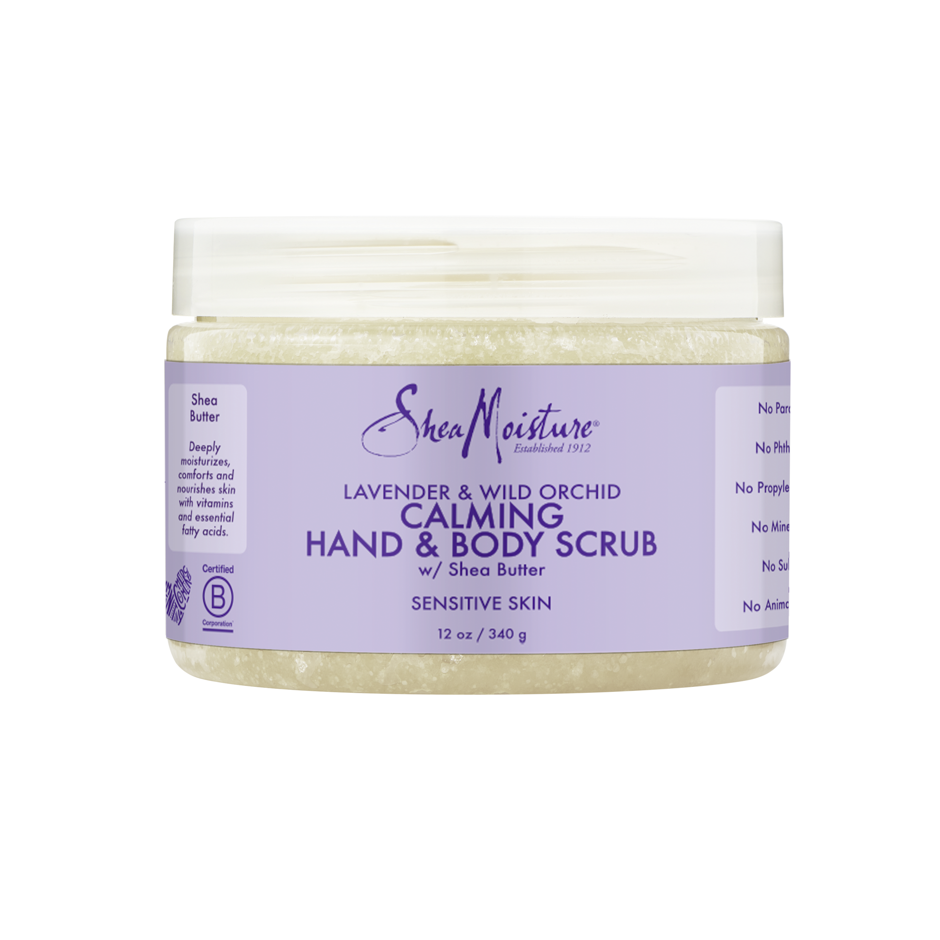 slide 3 of 4, SheaMoisture Hand and Body Scrub Lavender and Wild Orchid, 12 oz, 12 oz