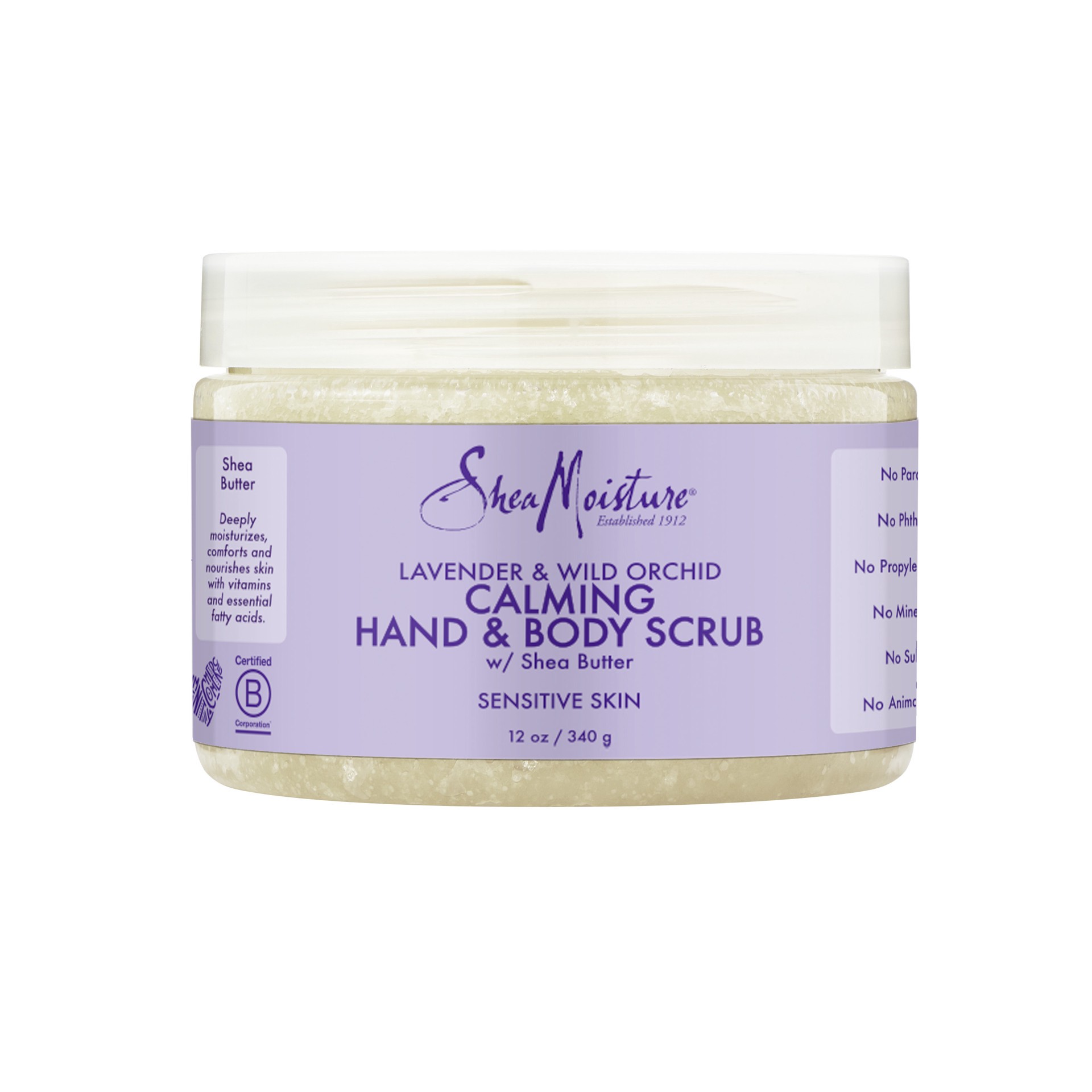 slide 1 of 4, SheaMoisture Hand and Body Scrub Lavender and Wild Orchid, 12 oz, 12 oz