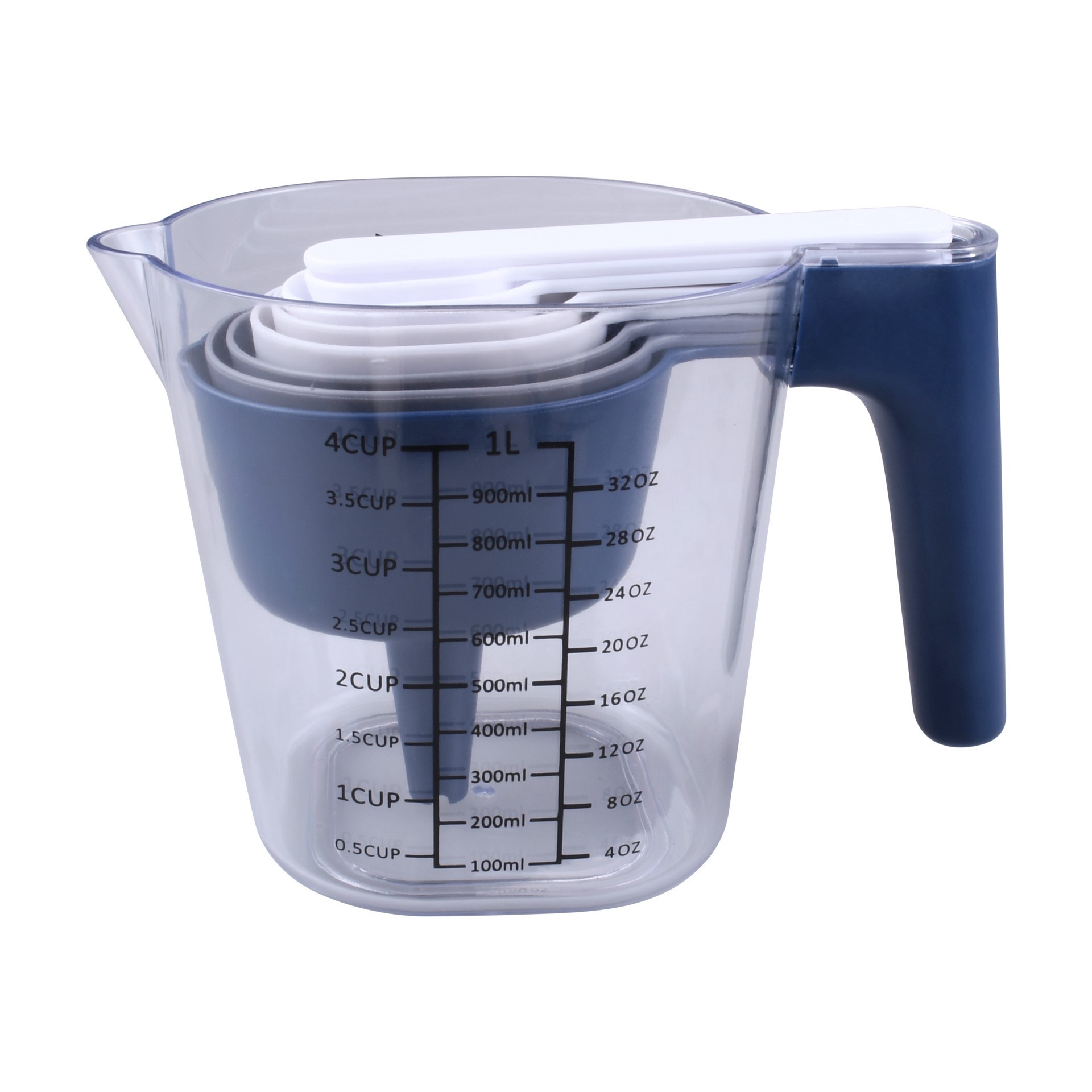 slide 4 of 6, Nested Measuring Cup & Spoon Set By Makery, 8.5 in x 4.4 in x 5.5 in