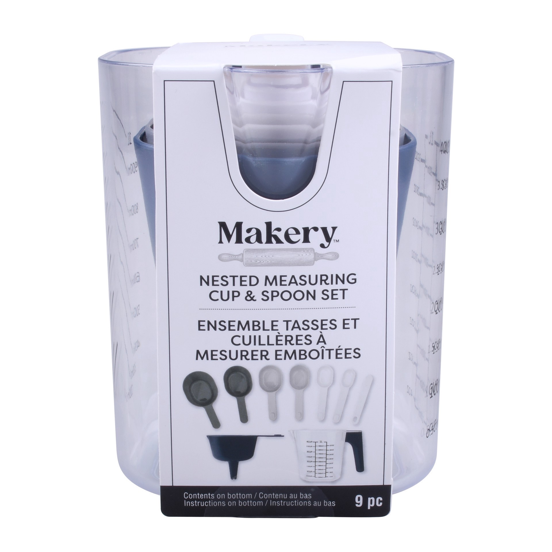 slide 6 of 6, Nested Measuring Cup & Spoon Set By Makery, 8.5 in x 4.4 in x 5.5 in