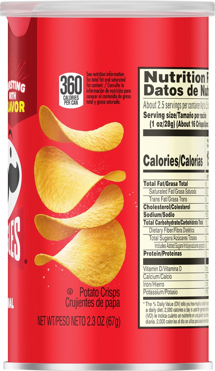 slide 3 of 13, Pringles Potato Crisps Chips, Lunch Snacks, On-the-Go Snacks, Grab N' Go, Original, 2.3oz Can, 1 Can, 2.3 oz