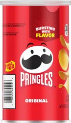 Pringles Potato Crisps Chips, Lunch Snacks, On-the-Go Snacks, Grab N'' Go, Original, 2.3oz Can, 1 Can