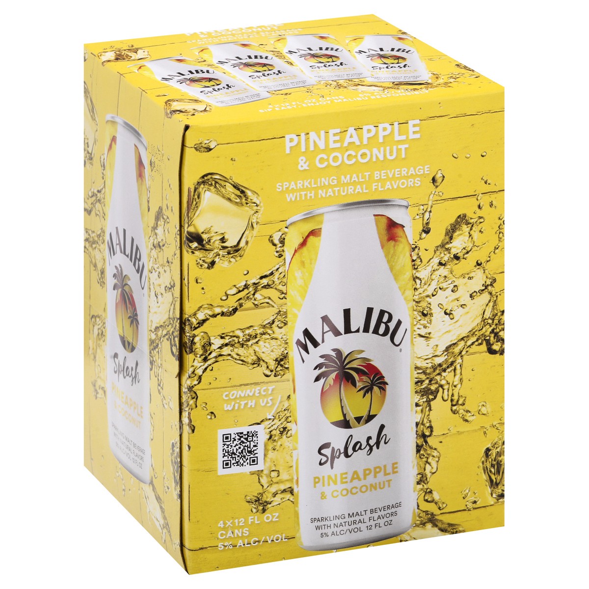 slide 8 of 8, Malibu Pineapple Splash 4Pk Cans, 355 ml