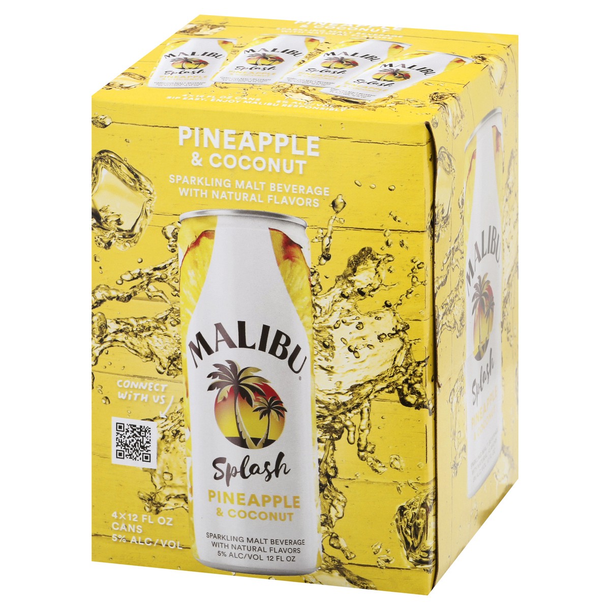 slide 6 of 8, Malibu Pineapple Splash 4Pk Cans, 355 ml