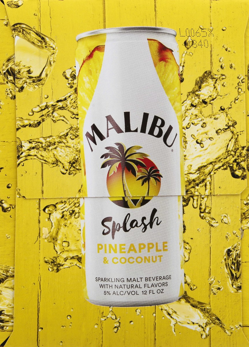 slide 4 of 8, Malibu Pineapple Splash 4Pk Cans, 355 ml