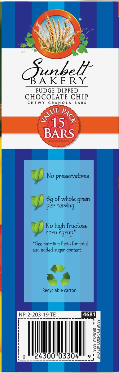 slide 7 of 9, Sunbelt Bakery Chewy Granola Bars, Sunbelt Bakery Value Pack Fudge Dipped Chocolate Chip, 15 ct