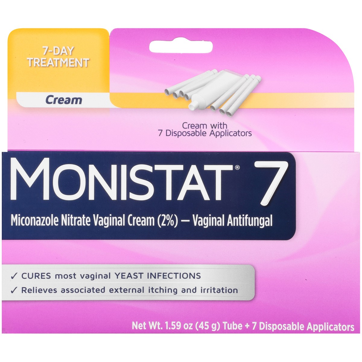 slide 5 of 10, Monistat 7 Day Women's Yeast Infection Treatment, 7 Disposable Miconazole Cream Applicator, 1.59 oz