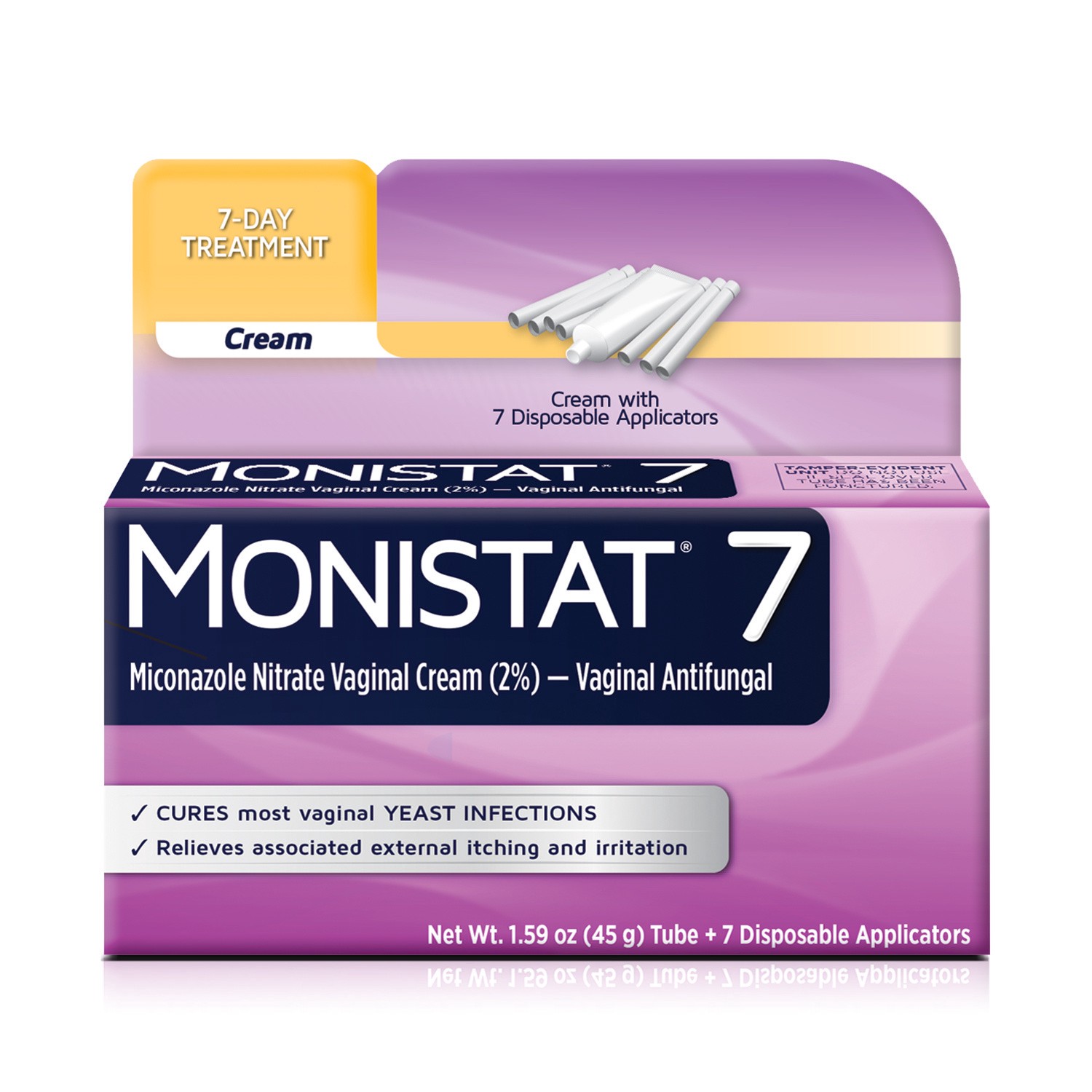 slide 1 of 10, Monistat 7 Day Women's Yeast Infection Treatment, 7 Disposable Miconazole Cream Applicator, 1.59 oz