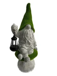 China Manufacturing Solution Gnome Sitting On Mushrooom With Solar Lantern